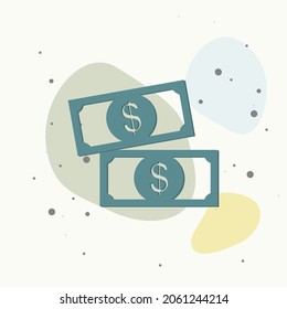 Cash  money icon on multicolored background. Layers grouped for easy editing illustration. For your design.