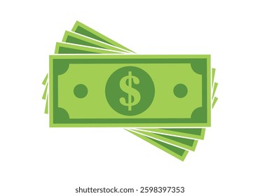 Cash money icon symbol with Dollar sign. Money Cash isometric illustration. Money, budget, savings, loan, cash, earning, income, wallet, currency, dollar, card, coin, revenue, piggy bank, and profit.