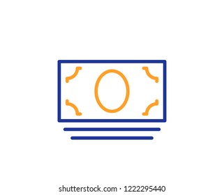 Cash money line icon. Banking currency sign. ATM service symbol. Colorful outline concept. Blue and orange thin line color icon. Cash money Vector