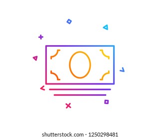 Cash money line icon. Banking currency sign. ATM service symbol. Gradient line button. Cash money icon design. Colorful geometric shapes. Vector