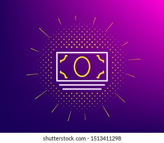 Cash money line icon. Halftone pattern. Banking currency sign. ATM service symbol. Gradient background. Cash money line icon. Yellow halftone pattern. Vector