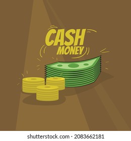 Cash Money on brown background. symbol of buy, sell and payment vector illustration.