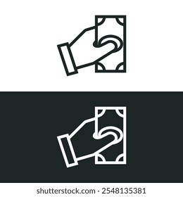 Cash money only icon isolated on white background. Vector illustrations are made with vector-based software, not AI generated results.