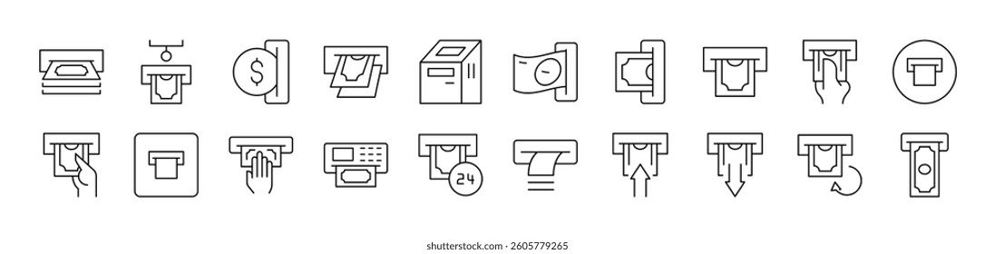 Cash Money Outline Image Collection. Editable Stroke. Perfect for Infographics, Articles, Books, Flyers, Banners