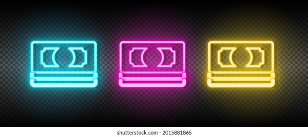 cash, money, pack neon vector icon. Illustration neon blue, yellow, red icon set.