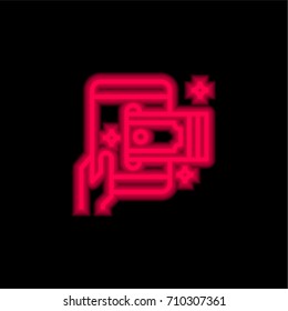 Cash money red glowing neon ui ux icon. Glowing sign logo vector