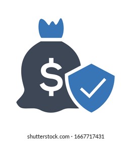 Cash money security flat vector icon