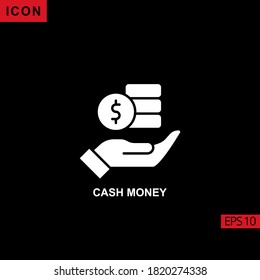 Cash Money vector icon on black background. Illustration flat icon for graphic, print media interfaces and web design.
