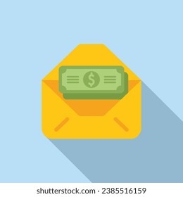 Cash in new envelope icon flat vector. Stack credit. Change atm service