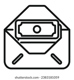 Cash in new envelope icon outline vector. Stack credit. Change atm service