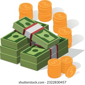 diseño de vectores de billetes y monedas