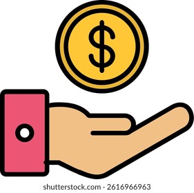Cash Offer Line Filled Vector Icon Design