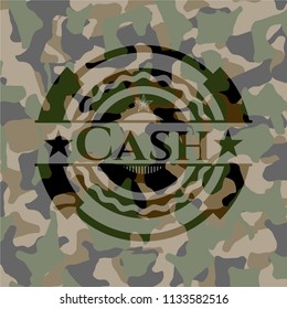 Cash on camouflaged texture