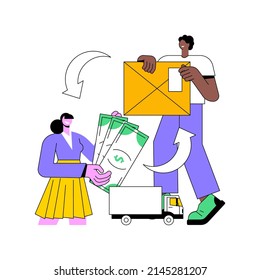 Cash On Delivery Abstract Concept Vector Illustration. COD Services, Collect On Demand, Sale Goods By Mail Order, Full Payment In Cash, Return To Retailer, Post Office Delivery Abstract Metaphor.