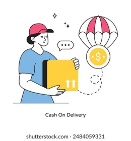 Cash On Delivery abstract concept vector in a flat style stock illustration