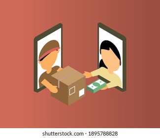 cash on delivery (COD) to give cash when customer receive the goods vector