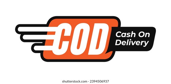 Cash on delivery or COD icon design. For shipping, coupon, bonus, logo, seal, tag, sign, seal, symbol, badge, stamp, sticker, template, website, apps. Vector Illustration