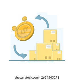 Cash on Delivery Concept. Express delivery. purchase of products with cash. Cash on delivery. Online shopping with cash on delivery method. Flat design illustration.