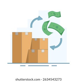 Cash on Delivery Concept. Express delivery. purchase of products with cash. Cash on delivery. Online shopping with cash on delivery method. Flat design illustration.