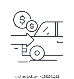 Cash on delivery concept icon, linear isolated illustration, thin line vector, web design sign, outline concept symbol with editable stroke on white background.