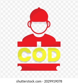 Cash on Delivery design, red and yellow color, Vector Illustration with transparent background.