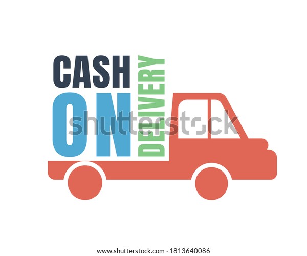 Cash on delivery graphic \
for promotional campaign or business. Delivery service concept.\
Payment by cash for express delivery. Vector illustration in flat\
design.
