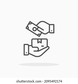 Cash On Delivery icon. Editable Stroke and pixel perfect. Outline style. Vector illustration. Enjoy this icon for your project.