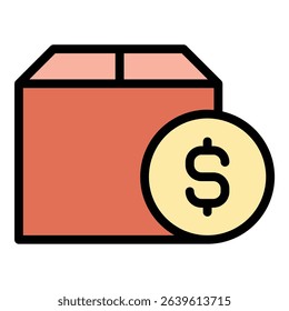 Cash on delivery icon flat line style illustration representing payment upon receipt of goods, suitable for e-commerce, retail, and logistics-related projects
