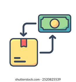 Cash on delivery icon. Cash on delivery, Logistic, Cash, Payment method, Delivery, Package, Pay, Box, Money. Vector icon illustration
