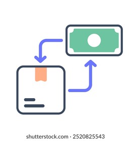 Cash on delivery icon. Cash on delivery, Logistic, Cash, Payment method, Delivery, Package, Pay, Box, Money. Vector icon illustration