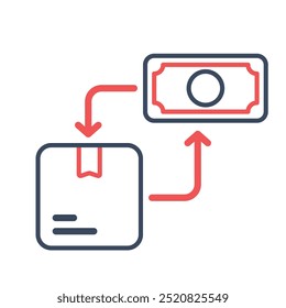 Cash on delivery icon. Cash on delivery, Logistic, Cash, Payment method, Delivery, Package, Pay, Box, Money. Vector icon illustration