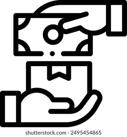 icono de pago contra reembolso. Diseño De Estilo Lineal Delgado Aislado Sobre Fondo Blanco