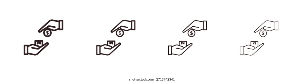 Ícone de pagamento na entrega. Pictogramas isolados por vetor.