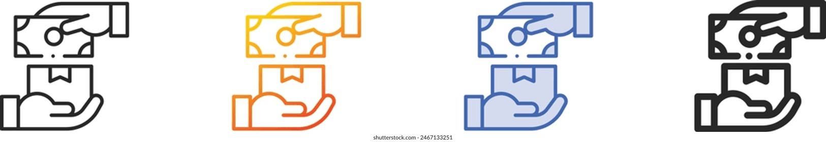 cash on delivery icon.Thin Linear, Gradient, Blue Stroke and bold Style Design Isolated On White Background