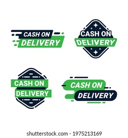 Cash On Delivery Label Badges Collection Flat Vector Design