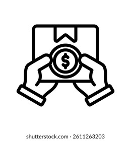 Cash On Delivery Line Vector Illustration On White Background.