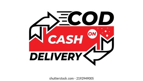 Logotipo de envío de efectivo. Texto COD como símbolo de abreviatura de Cash On Delivery. Transacciones de Pedidos y Pagos Modernos. Ilustración de vectores de concepto de diseño. 