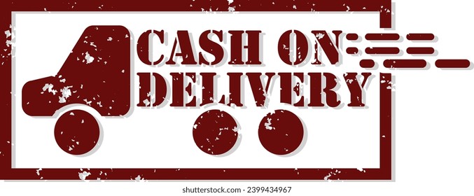 color rojo del logotipo de cash on Delivery para la etiqueta adhesiva de la caja de carros, página web, medios sociales y servicios de negocios en línea relacionados con las tiendas.