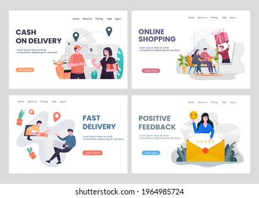 cash on delivery, online shopping, fast delivery, get positive feedback on landing page templates