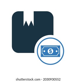 Cash on delivery, parcel icon. Simple vector design.