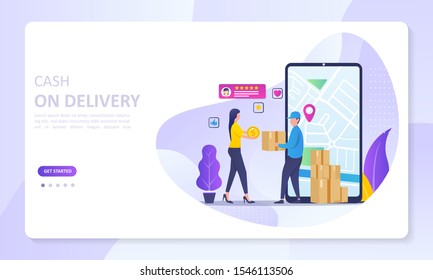 Cash On Delivery service concept, order tracking, Suitable for web landing page, ui, mobile app, banner template. Vector Illustration