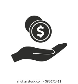 Cash on hand   vector icon. Black  illustration isolated on white  background for graphic and web design.