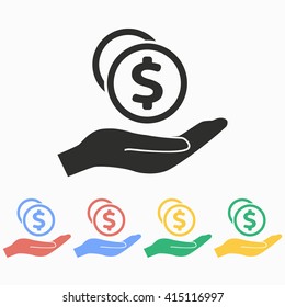 Cash on hand  vector icon. Illustration isolated on white  background for graphic and web design.