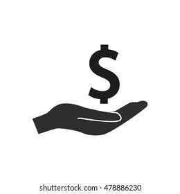Cash on hand vector icon. Black illustration isolated on white background for graphic and web design.