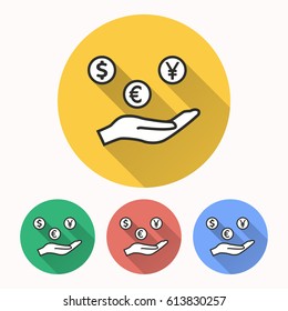Cash on hand vector icon. Illustration isolated for graphic and web design.
