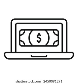 Cash in on online store icon outline vector. Market order. Card customer app