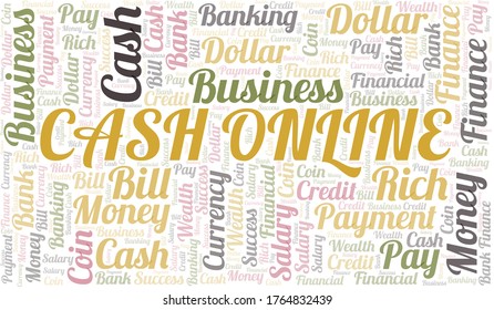 Cash Online typography vector word cloud.