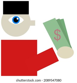 cash only symbol person showing real money