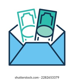 Cash in Opened Envelope vector Money concept colored icon or design element