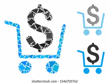 Cash out composition of bumpy parts in variable sizes and color tones, based on cash out icon. Vector humpy dots are combined into composition. Cash out icons collage with dotted pattern.